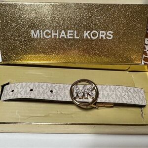 Michael Kors White and Gold Signature Belt